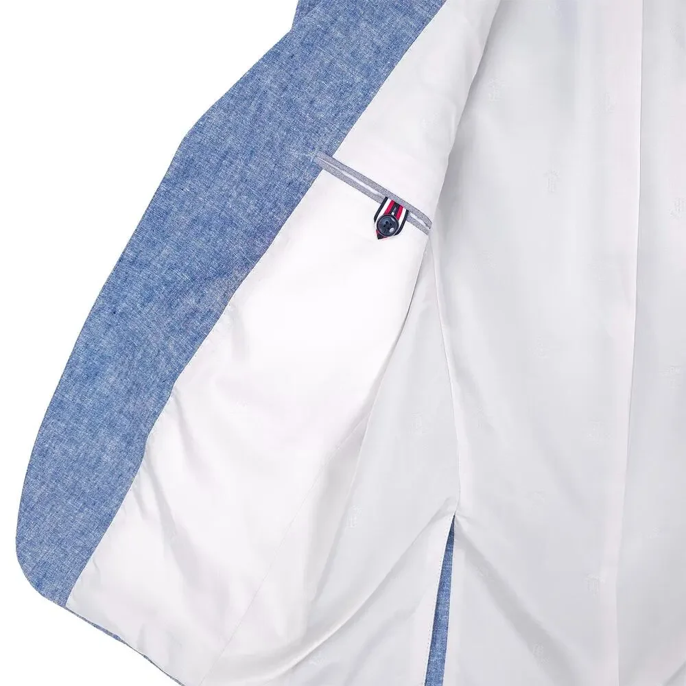 Tommy Hilfiger Mens Modern Fit Sport Coat 40S Light Blue Linen Cotton Blend NWOT